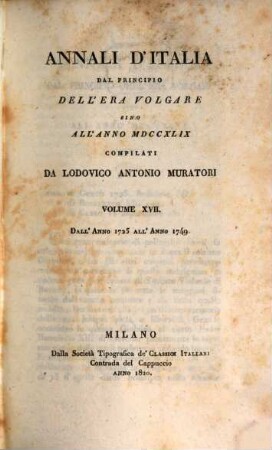 Annali d'Italia dal principio dell'era volgare sino all'anno MDCCXLIX, 17. Dall'anno 1725 all'anno 1749