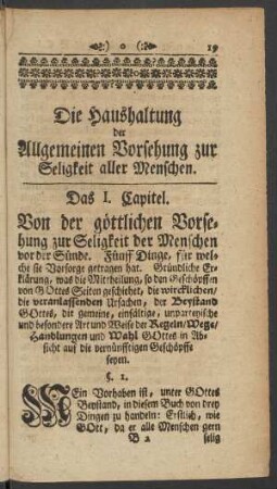 Die Haushaltung der Allgemeinen Vorsehung zur Seligkeit aller Menschen