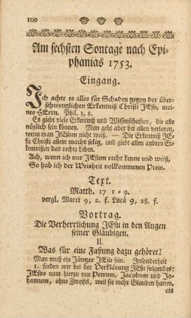 Am sechsten Sontage nach Epiphanias 1753