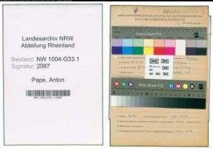 Entnazifizierung Anton Pape , geb. 21.07.1907 (Studienrat)
