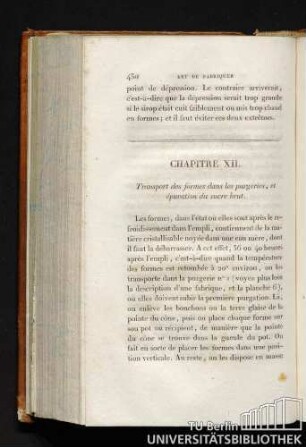 CHAPITRE XII. Transport des formes dans les purgeries, et épuration du sucre brut.