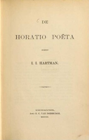 De Horatio poeta