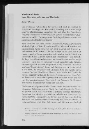 Kirche und Stadt : Neue Literatur, nicht nur zur Theologie