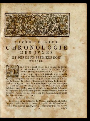 Livre Premier. Chronologie Des Juges Et Des Deux Premiers Rois D'Israel