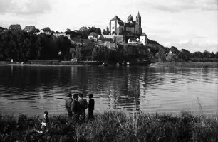 Breisach: Rhein mit Münster vom elsässischen Ufer
