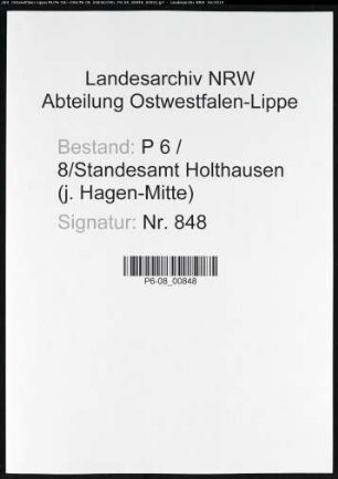 Sterberegister Standesamt Hagen-Holthausen