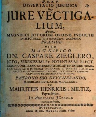 Diss. ... de iure vectigalium