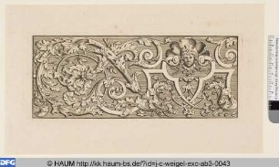 Laubwerk mit Maske und Muschelwerk
