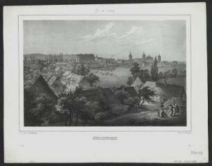 Ansicht von Königinhof (jetzt Dvur Kralove nad Labem) , Lithographie, 1840 : Königinnhof / Gez. u. lith. v. R. Bürger. Gedr. v. F. Weider. - [S.l.] : F. Weider , [um 1840]. - 1 Kunstbl. : Lithogr. ; 24 x 16 cm +++ Zählung: LVIII, Bl. 1