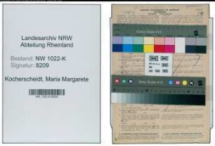 Entnazifizierung Maria Margarete Kocherscheidt , geb. 22.08.1911 (Lehrerin)