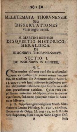 Meletemata Thorunensia seu dissertationes varii argumenti ad historiam maxime Polon et Prussicam, politicam, physicam, rem nummariam, ac literariam spectantes, 2 [1726]