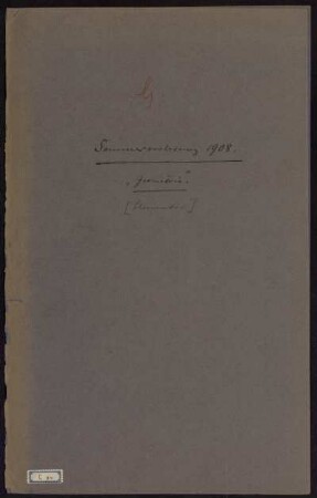 "Geometrie" [Elementar]. [Vorlesungsmanuskript] [Vorlesungsmanuskript], Göttingen, 28.4.1908 - 4.8.1908 : Encyclopädie der Geometrie