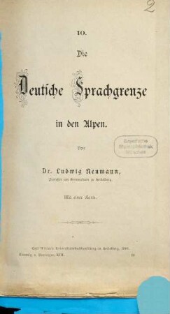 Die deutsche Sprachgrenze in den Alpen