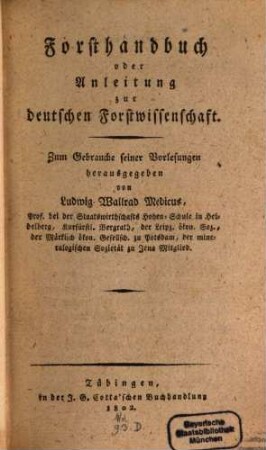 Forsthandbuch : oder Anleitung zur deutschen Forstwissenschaft