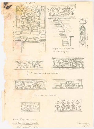 Skizzenheft SS 1902: Holzarchitektur aus Braunschweig und Halberstadt: Details 1:10