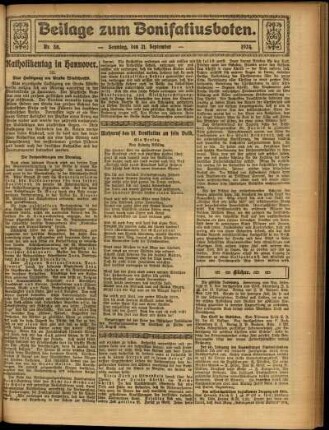 Zweite Ausgabe vom Sonntag, den 21. September 1924.