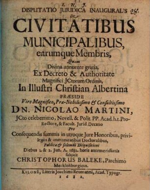 Disp. iur. de civitatibus municipalibus
