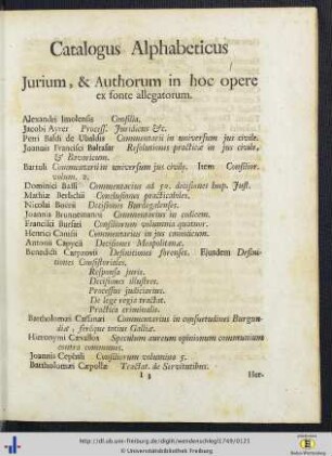 Catalogus Alphabeticus.