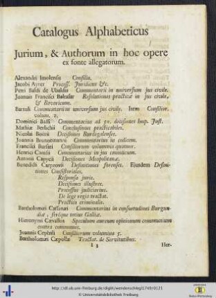 Catalogus Alphabeticus.