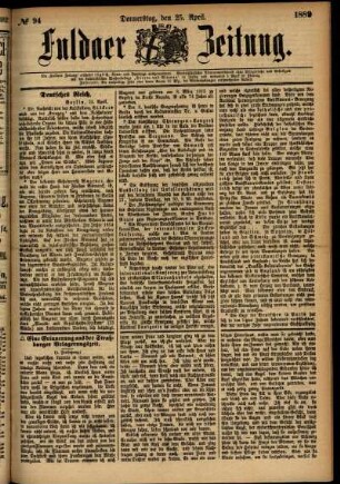 Ausgabe vom Donnerstag, den 25. April 1889.
