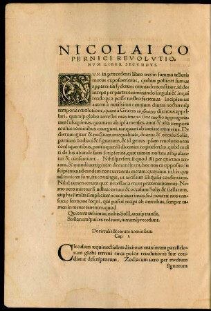 Nicolai Copernici Revolutionum Liber Secundus.