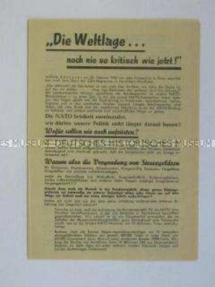 Propagandaschrift des Bundes der Deutschen für Abrüstung und gegen die NATO