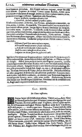 Cap. XXVII. De Tinea vestivora