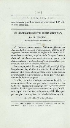 Sur la division abrégée et la division ordonnée.