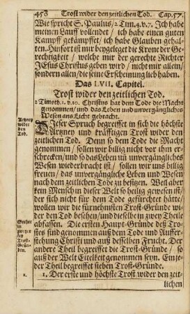 Cap. LVII. Trost wider den zeitlichen Tod
