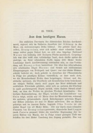 III. Theil. Aus dem heutigen Macau