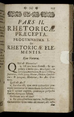 Pars II. Rhetoricæ Præcepta.