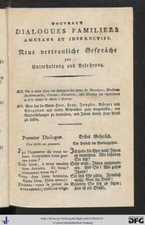Neue vertrauliche Gespräche zur Unterhaltung und Belehrung.