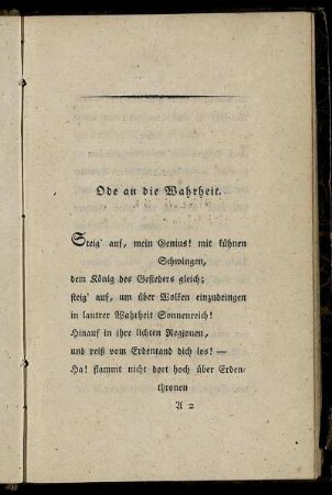 Ode an die Wahrheit. - Ode an die Liebe.