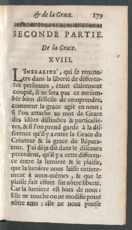 Seconde Partie. De la Grace