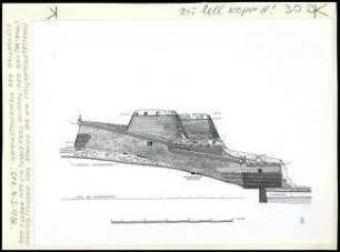 Parallelprojektion auf die Ostseite der Bastion Grimani und Torrion Toro