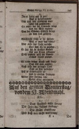 Auf den grünen Donnerstag/ von dem H. Abendmahl.