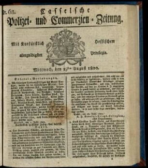 Nr. 68, Mittwoch, den 23sten August 1820