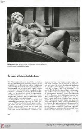 55: Zu neuen Michelangelo-Aufnahmen