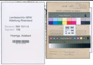 Entnazifizierung Adalbert Hoenigs , geb. 27.11.1894 (Buchhalter)