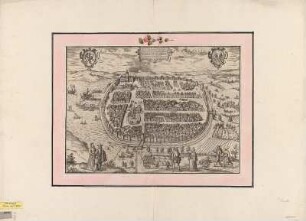 Vogelschaubild der Stadt Barth, Kupferstich, um 1617 : Die Fürstlich Sehestat Barth in Pommern = Bardum Pomeraniae / [Georgius Braun et Franciscus Hohenbergius]. - [Coloniae Agrippiniae] , [1617]. - 1 Vogelschaubild : Kupferst. ; 44 x 32 cm