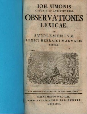 Observationes lexicae, in supplementum Lexici hebraici manualis editae