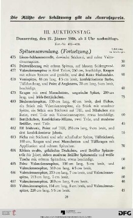 III. Auktionstag: Donnerstag, den 27. Jänner 1938, ab 3 Uhr nachmittags (Nr. 475-678)