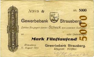 Gewerbebank Strausberg: 5.000 Mark 1923