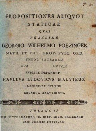 Propositiones Aliqvot Staticae