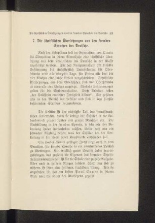 7. Die schriftlichen Übersetzungen aus den fremden Sprachen ins Deutsche.