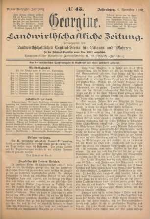 Achtundfünfzigster Jahrgang. No. 45. Insterburg, 6. November 1890.