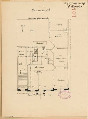 Wohnhausgruppe, Halle/Saale Monatskonkurrenz August 1882: Grundriss III