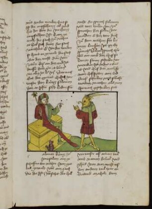 Federzeichnung: Belial bittet Salomon um Ladung Christi