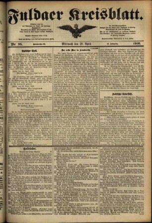 Ausgabe vom Mittwoch, den 28. April 1909.