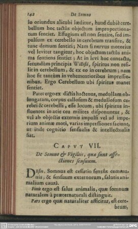 Caput VII. De Somno & Vigiliis, que sunt affectiones sensuum